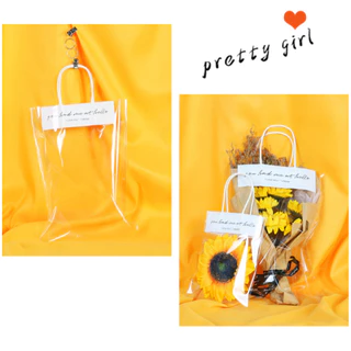 ถุงโปร่งใสใส่ช่อดอกไม้ หูหิ้ว 10pcs แบบใส ตุ๊กตา ถุงของขวัญ ใส่ดอกไม้มอบให้ในวันแห่งความรัก BAIWANG SHOP