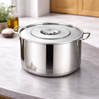 งซุปสแตนเลส หม้อ หม้อสตูว์ หม้อต้มทรงสูง หม้อมีหู หม้อต้ม หม…