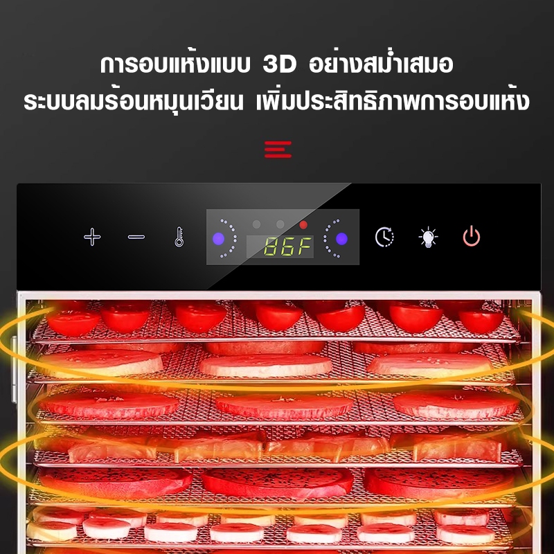 AOQU เครื่องอบแห้งอาหารอเนกประสงค์ 6/12/18 ชั้น fruit dehydrator ควบคุมอุณหภูมิ30-90℃ ทำผลไม้อบแห้ง เนื้อแห้ง ได้เอง ราคา ถูกที่สุด ดีลบีเคเค แกลเลอรีภาพที่ 9