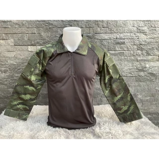 เสื้อคอมแบทเชิ้ตทหาร เนื้อผ้าใส่สบาย มีกระเป๋าใบใหญ่ตีนตุ๊กแก และสนับศอก สุดเท่