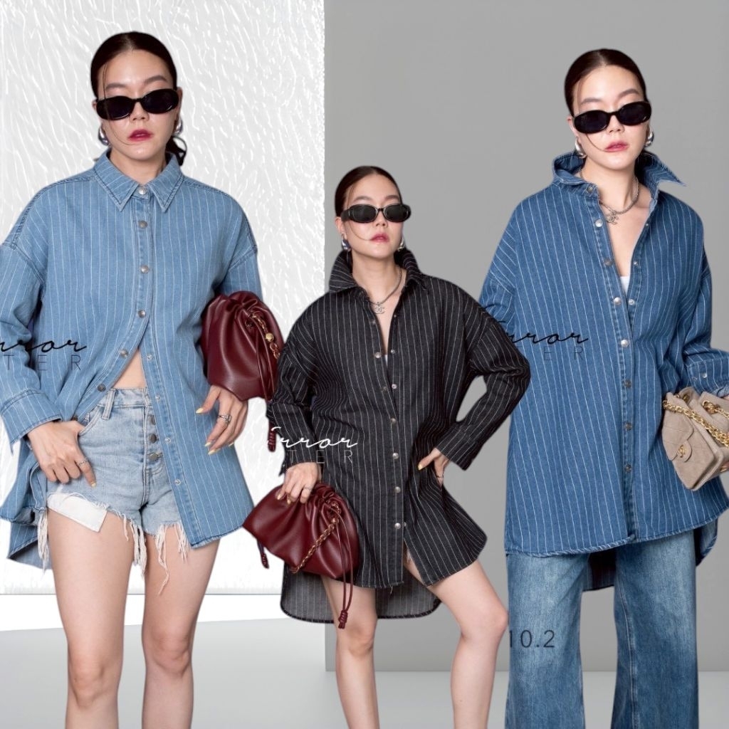 MiRROR SiSTER‘s STRAIGHT STRipe JEaNs SHiRT