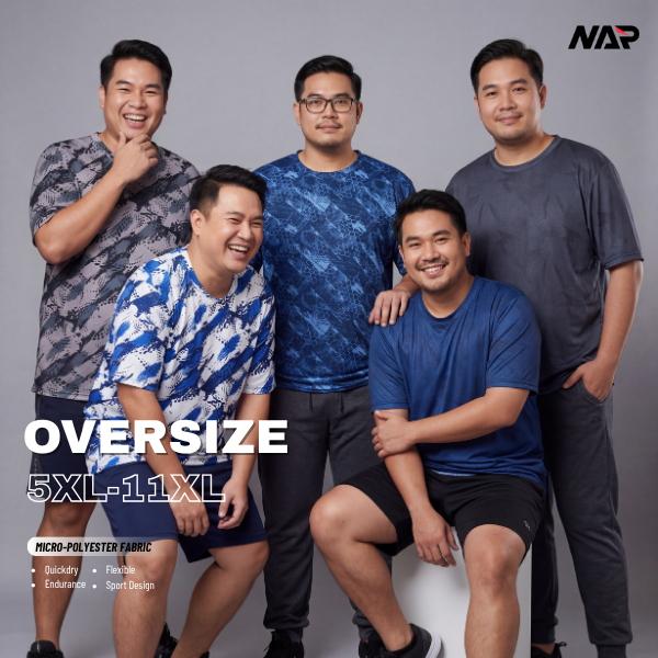 NAPSPORT เสื้อยืดคอกลมแขนสั้น ผ้าไมโคร ไซส์ใหญ่พิเศษ รอบอก 52-64นิ้ว