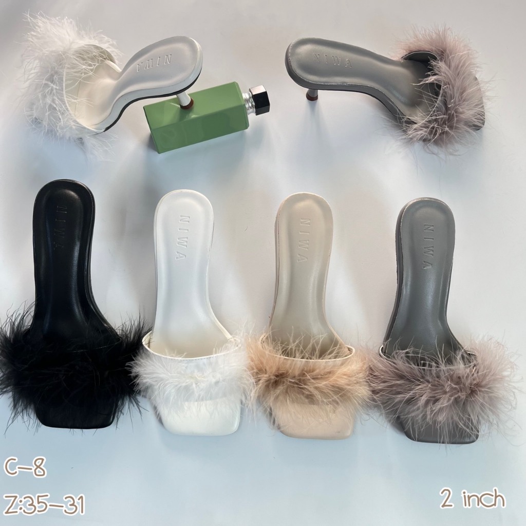 Niwa shoes รองเท้าส้นสูง รองเท้าออกงาน  ขนมิ้งแน่น ☁️✨สูง 2 นิ้ว รุ่น C-8