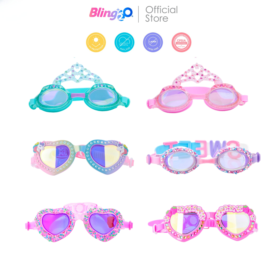 BLING2O แว่นตาว่ายน้ำเด็กผู้หญิง ยอดฮิตจากอเมริกา สำหรับเด็ก 3 ขวบขึ้นไป แว่นว่ายน้ำแฟชั่น ใส่สบาย ของใช้เด็กน่ารัก