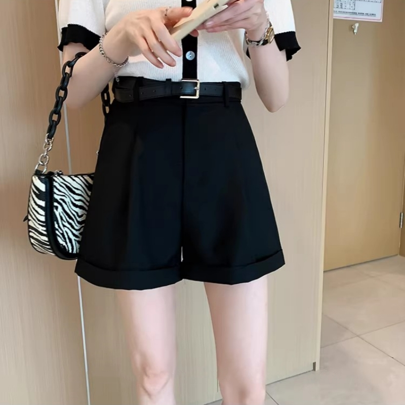 Bived S-6XL ของผู้หญิง กางเกงขาสั้น เอวสูง เอ-ไลน์ หลวม กางเกงขากว้าง ผ้าบาง (ไม่มีเข็มขัด) ราคา ถูกที่สุด ดีลบีเคเค แกลเลอรีภาพที่ 3
