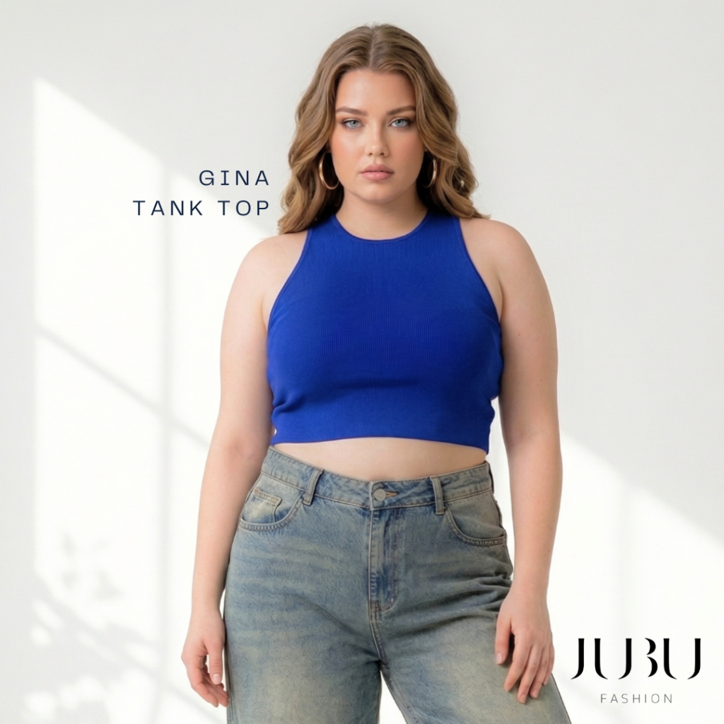 Gina Tank Top(ไม่มีฟองน้ำ) เสื้อกล้ามครอป เสื้อสาวอวบ ผ้าร่อง พร้อมส่ง #490