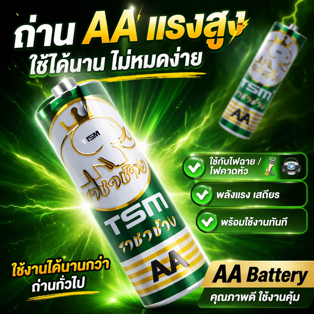 ถ่านไฟฉาย ราชาช้าง 1.5V สำหรับอุปกรณ์ไฟฟ้า