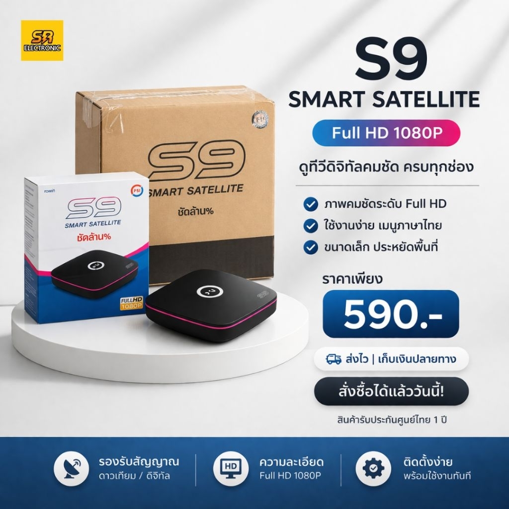 กล่องรับสัญญาณ PSI S9 จูนสัญญาณอัตโนมัติ 100% รองรับ C band และ KU