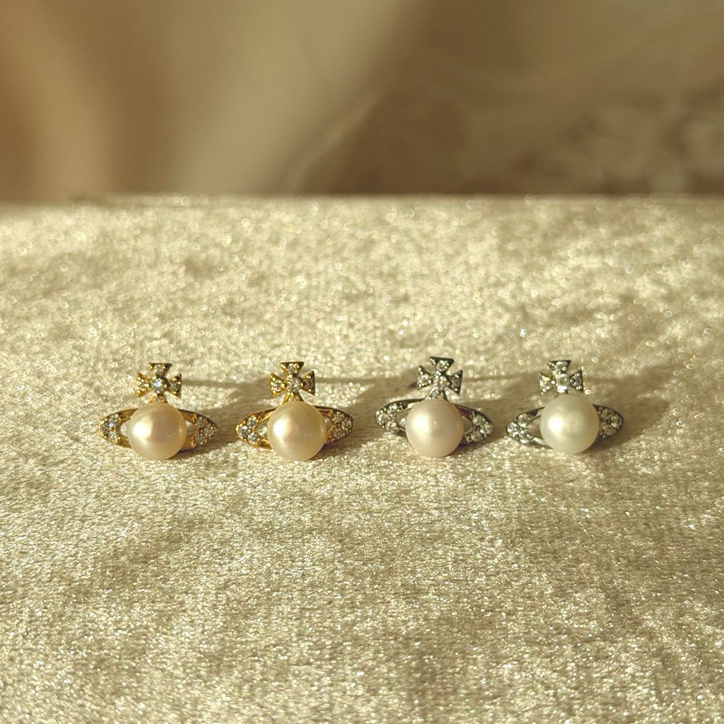Socrush.bkk | SATURN MUSE earrings collections | SE-052 | ต่างหู ดาวเสาร์ มุก มุกแท้ เพชร