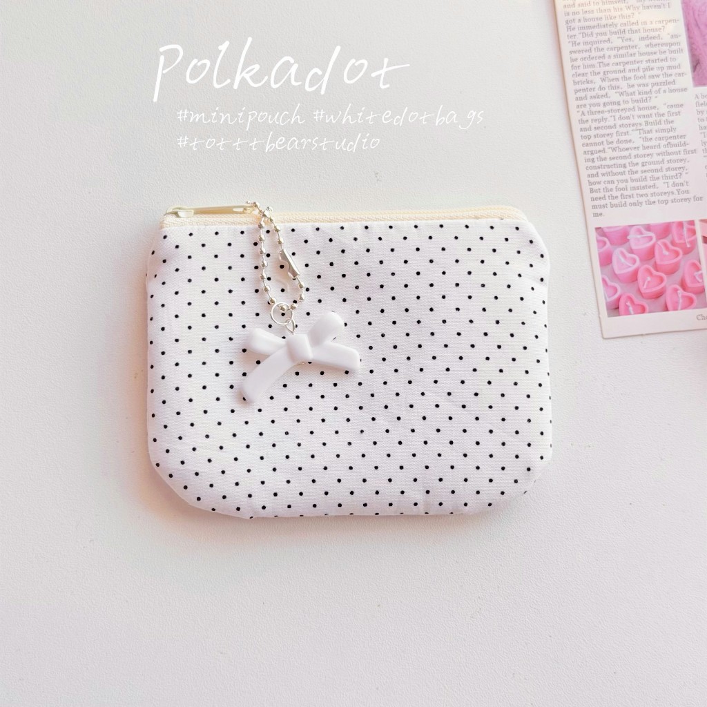 New⚫️Polkadot bag ᵔᴥᵔ กระเป๋าสตางค์+ใส่เหรียญและบัตร ʕ•ᴗ•ʔ พส.จีน
