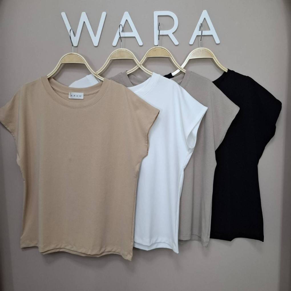 [ U9 ] WARA เสื้อคอกลมแขนปาด ผ้า COTTON SPANDEX