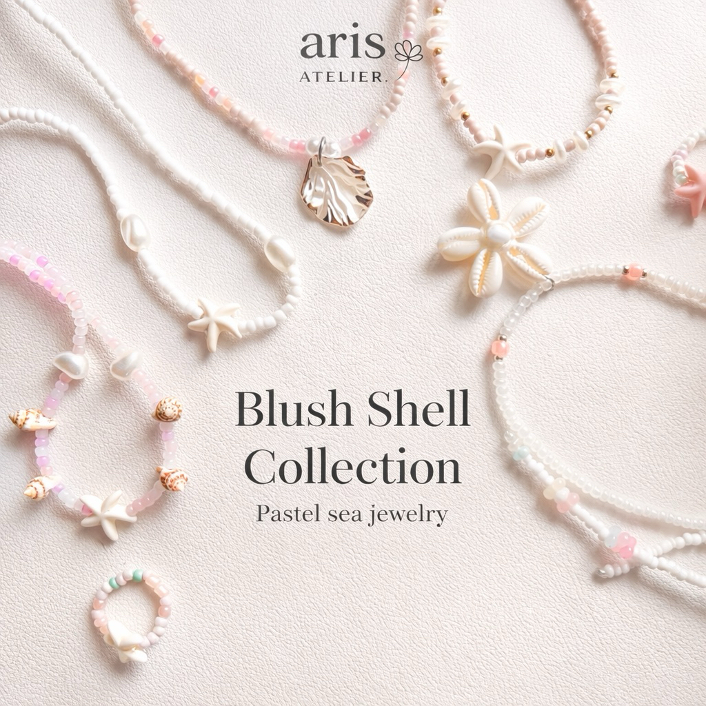Blush Shell Necklace | Summer Sea สร้อยลูกปัดทะเล สร้อยข้อมือ เปลือกหอย