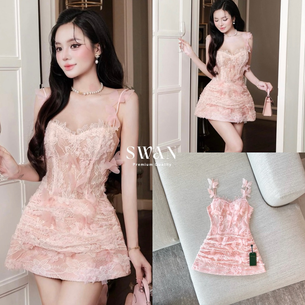 Swan เดรสอลังสีชมพูสวยมาก
