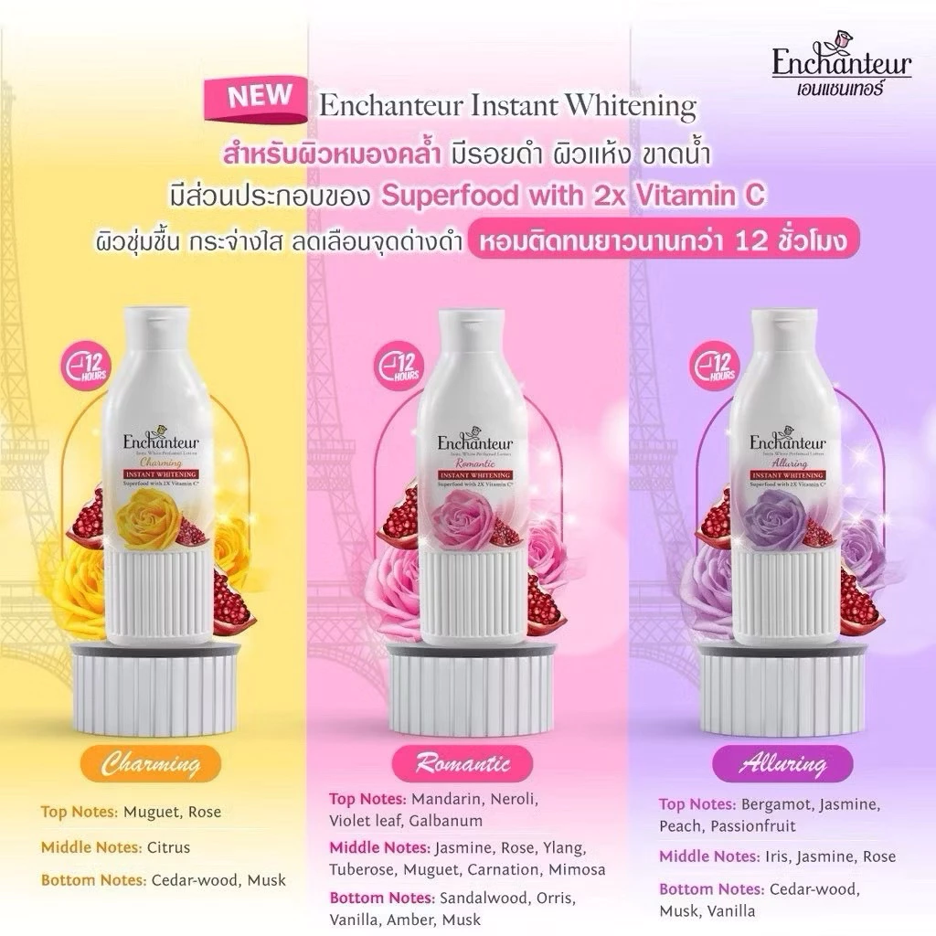 💥ใช้โค้ดลด ส่งฟรีได้💥ซื้อ 1แถม1 ขนาดเดียวกัน💥Enchanteur โลชั่นน้ำหอมแท้จากฝรั่งเศส 🇫🇷 ขนาด 250 ml. หอมนานกว่า 12 ชม.