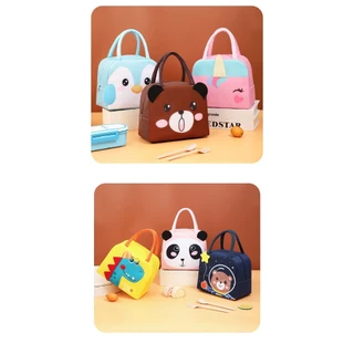 กระเป๋าเก็บอุณหภูมิ ทรงเตี้ยปิดด้วยซิป​ ลายหน้าการ์ตูน​สัตว์​3D