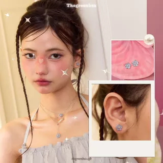 ต่างหู Aurora Bloom Stud Earrings วัสดุพิเศษ Mother of Pearl ก้านเงินแท้ S925 - The Green Box