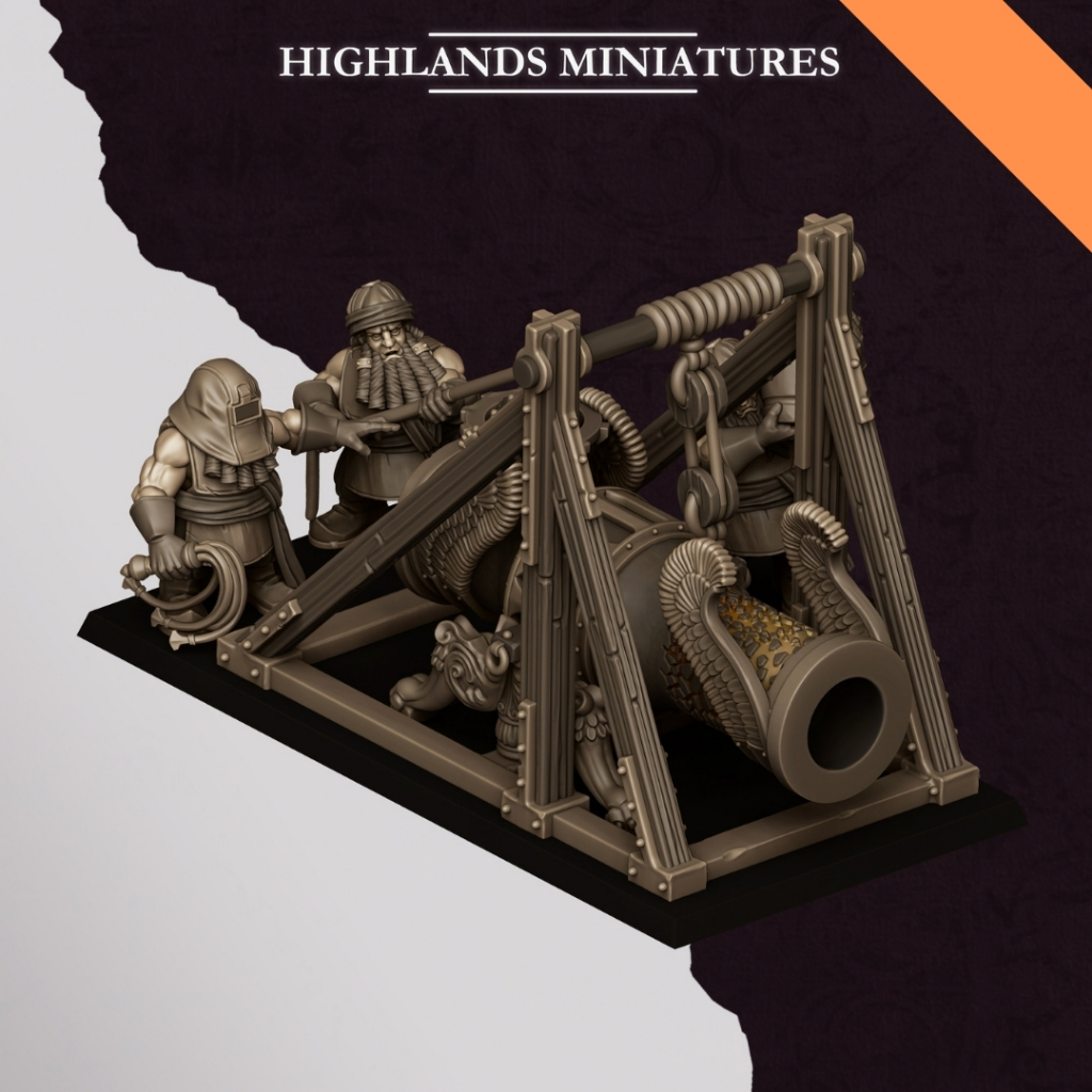 Sons of Marduk Cannon and Crews - Sons of Marduk - Humanoid Dwarf / 32mm scale 3D printed miniature 
