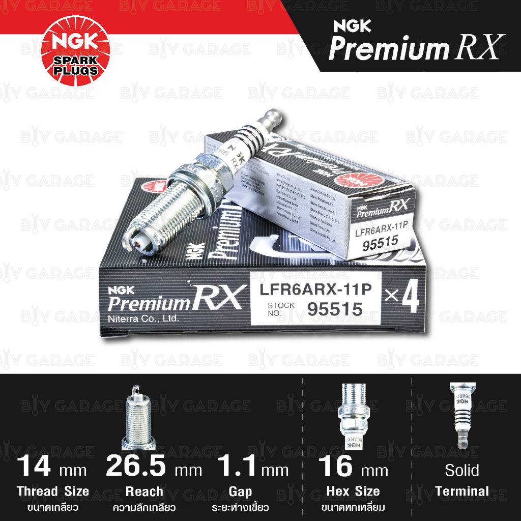 NGK หัวเทียน Premium RX ขั้ว Ruthenium [ LFR6ARX-11P ] ใช้อัพเกรด PLFR6A-11 / DILFR6A11 / LFR6AIX-11