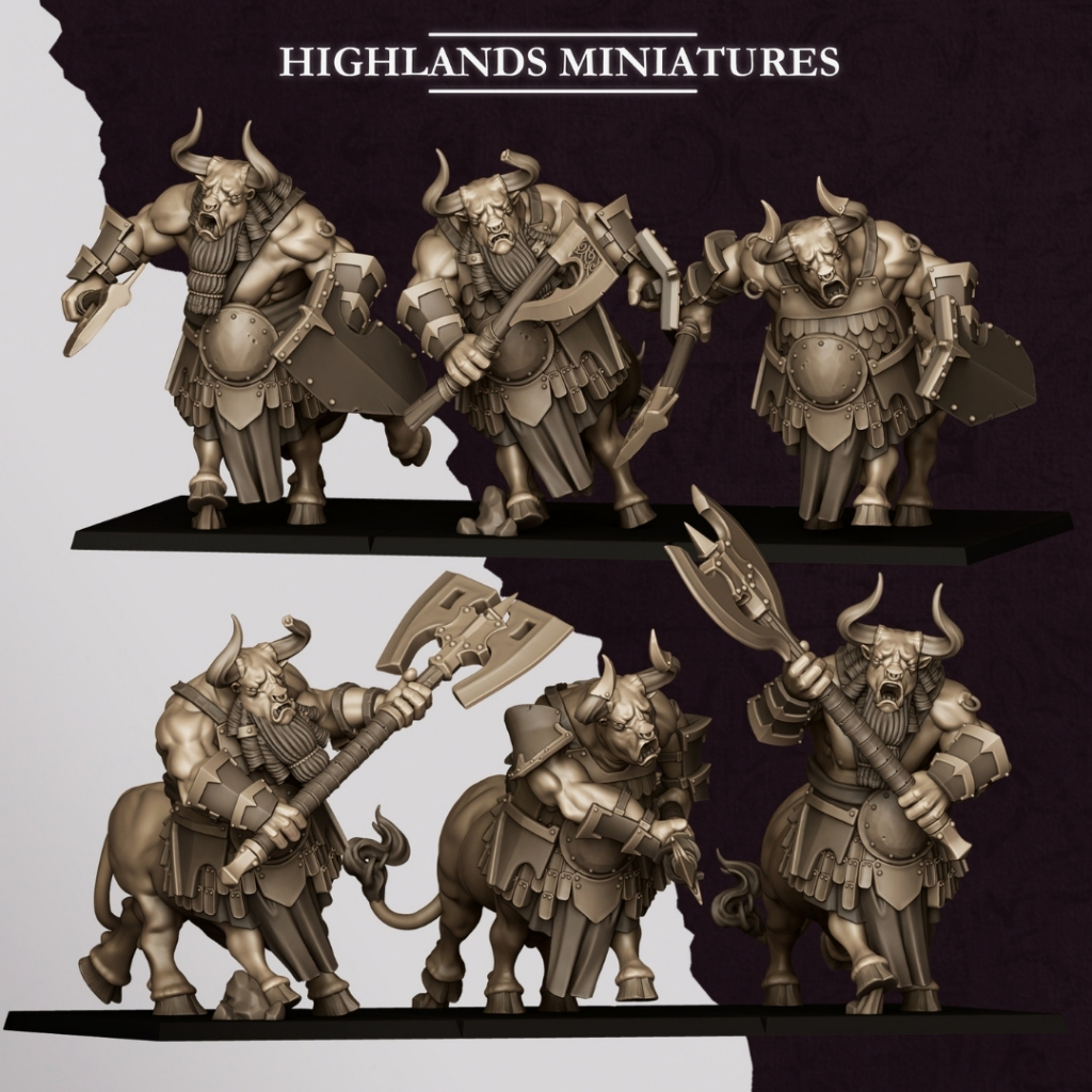 Marduk Minotaurs - Sons of Marduk - Monstrosity Bull Centaur / 32mm scale 3D printed miniature HLM