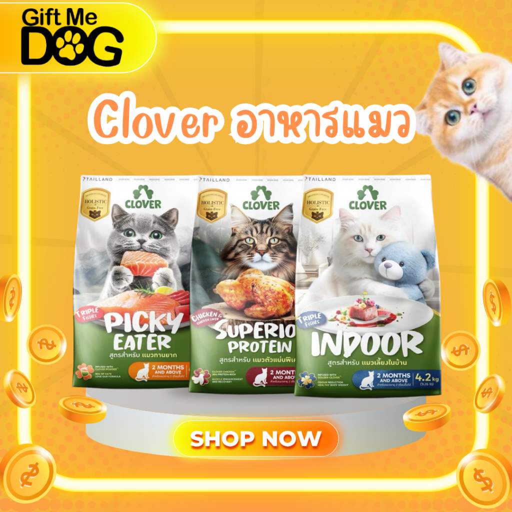 Clover อาหารแมวโฮลิสติกและเกรนฟรี สำหรับแมวทุกช่วงวัย ไม่มีการใช้ธัญพืช