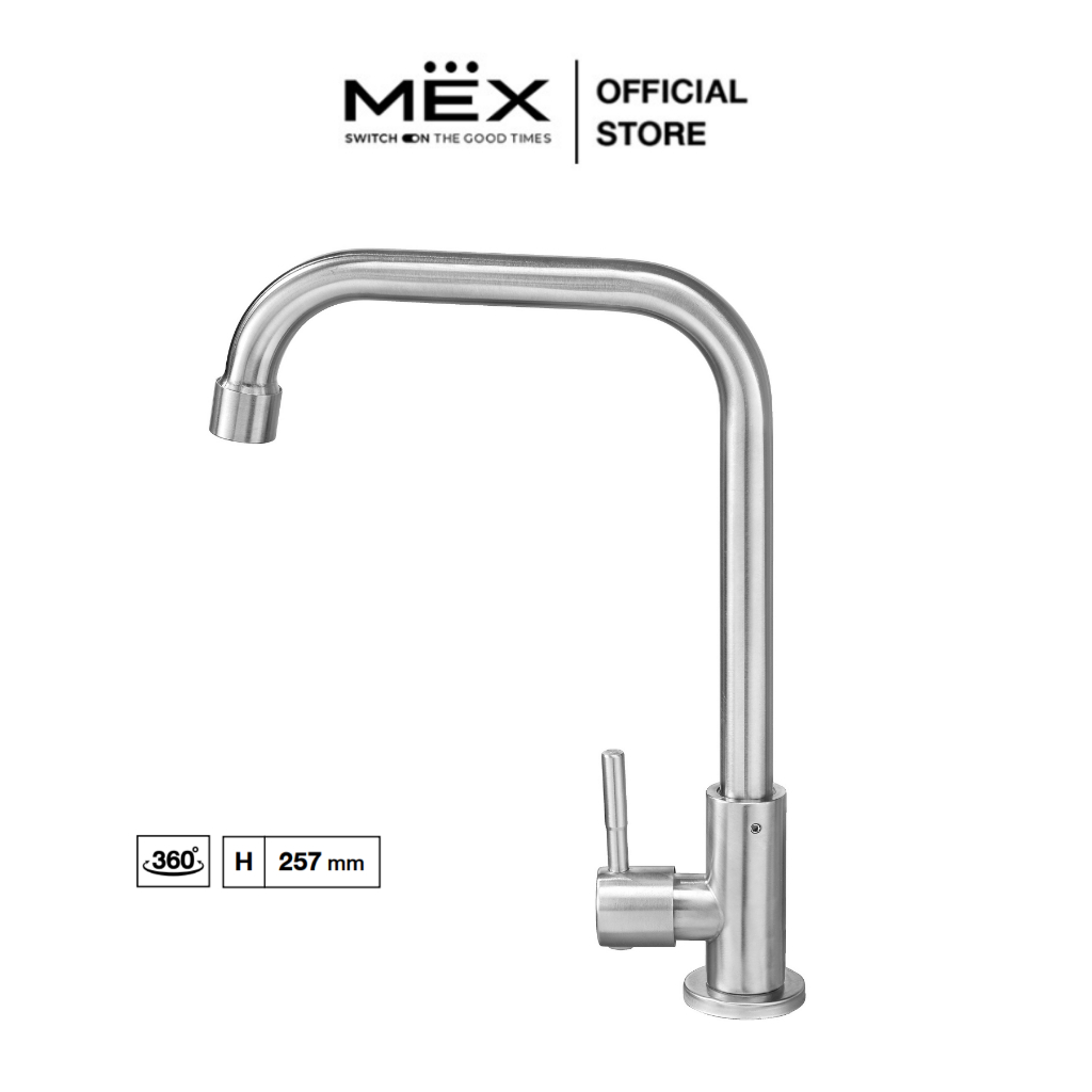 MEX ก๊อกน้ำเย็น รุ่น TP232 (สีสเตนเลส สตีล) ชนิดติดตั้งบนเคาน์เตอร์ สำหรับอ่างล้างจาน