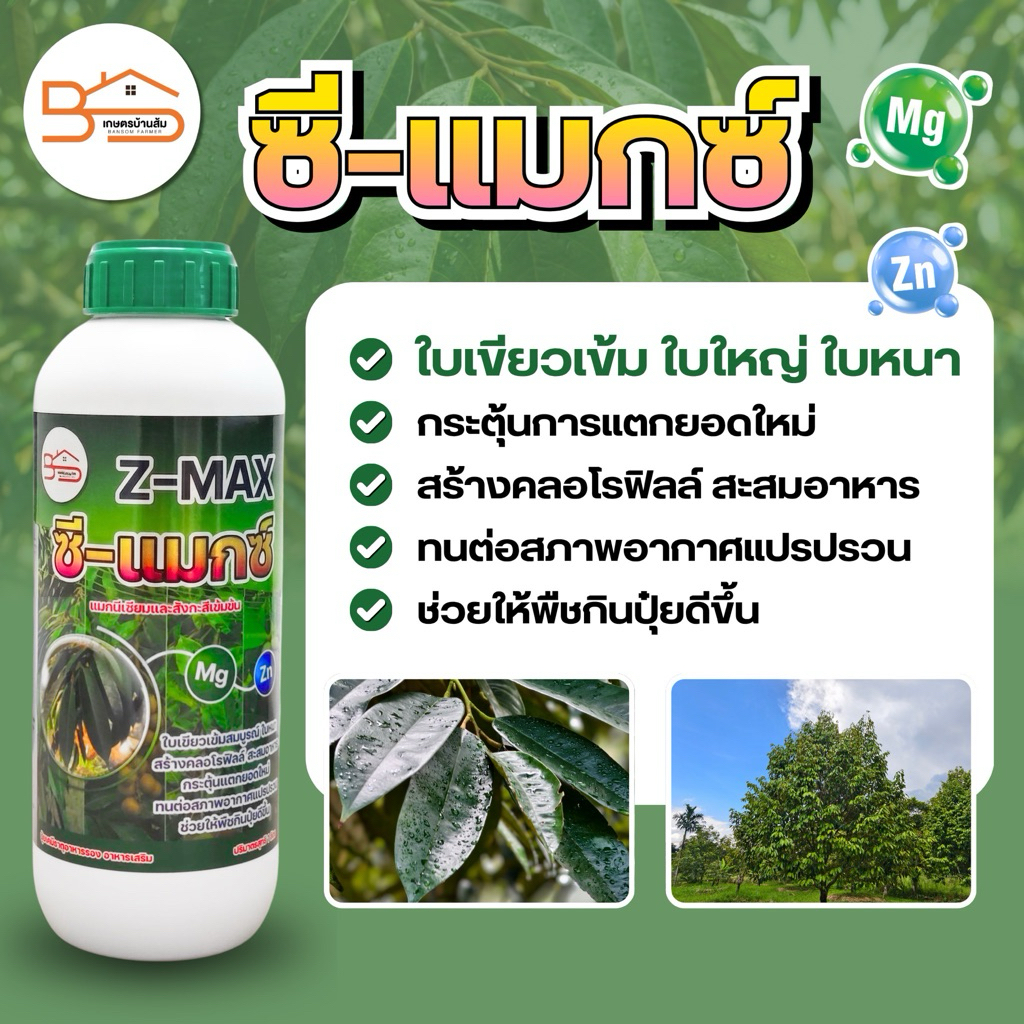 ซี-แมกซ์(Z-Max) ใบเขียวเข้ม เร่งสะสมอาหาร เร่งใบแก่ เข้าสีเร็ว ใบใหญ่หนา สร้างคลอโรฟิลล์ ทนทุกสภาพอากาศ