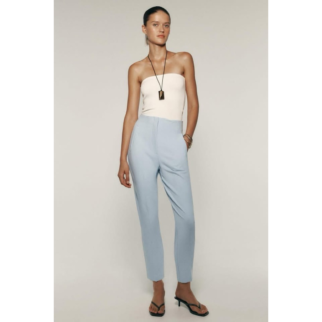 🚩SALE🚩Zara High waist trouser size Xs สีฟ้าอ่อน 🩵🩵