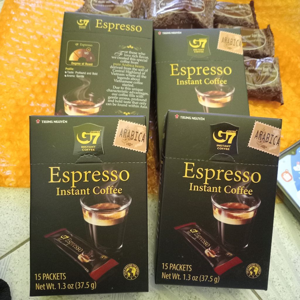 G7 กาเเฟดำเข้มข้น จี7 สุดคุ้ม เเพค15ซอง arabica espresso instant coffee rich aroma