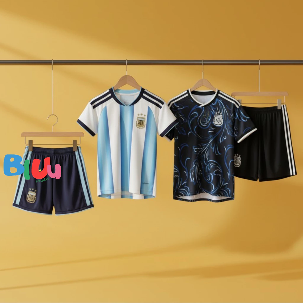 ชุดบอลเด็ก(เสื้อ+กางเกง) ทีมชาติ oาเจuติu่า 2 สี "Uอaโลก 2026" (3A) พร้อมเบอร์ชื่อนักเตะ