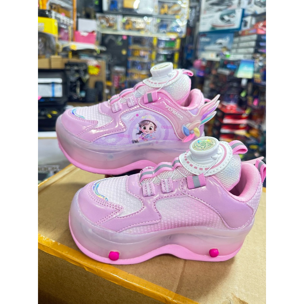 รองเท้าผ้าใบพับล้อสเก็ต4ล้อ