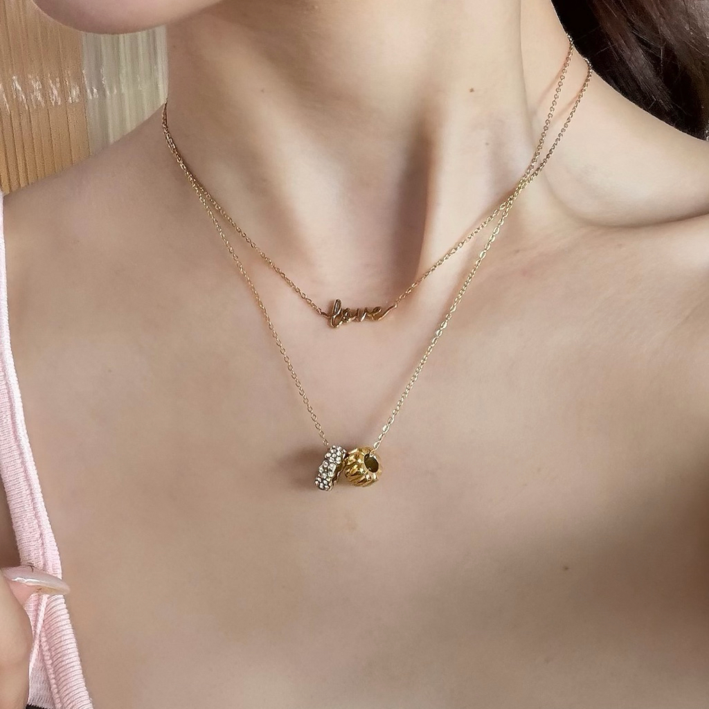 gigaglam lovey dovey necklace | สร้อยจี้ห่วงคู่ สแตนเลสตีล