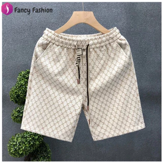 FancyFashionM-3XL กางเกงขาสั้นผู้ชาย ไซส์ใหญ่ ลําลอง ทรงหลวม ผ้าไหมน้ําแข็งมีน้ําหนักเบาและระบายอากาศได้ดี ขาวแฟชั่นชาย