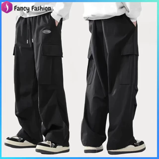 Fancy Fashion กางเกงคาร์โก้ขายาวลําลอง กางเกงคาร์โก้ขากว้างผู้ชาย กางเกงทรงตรงทรงหลวมลำลองอินเทรนด์ใหม่