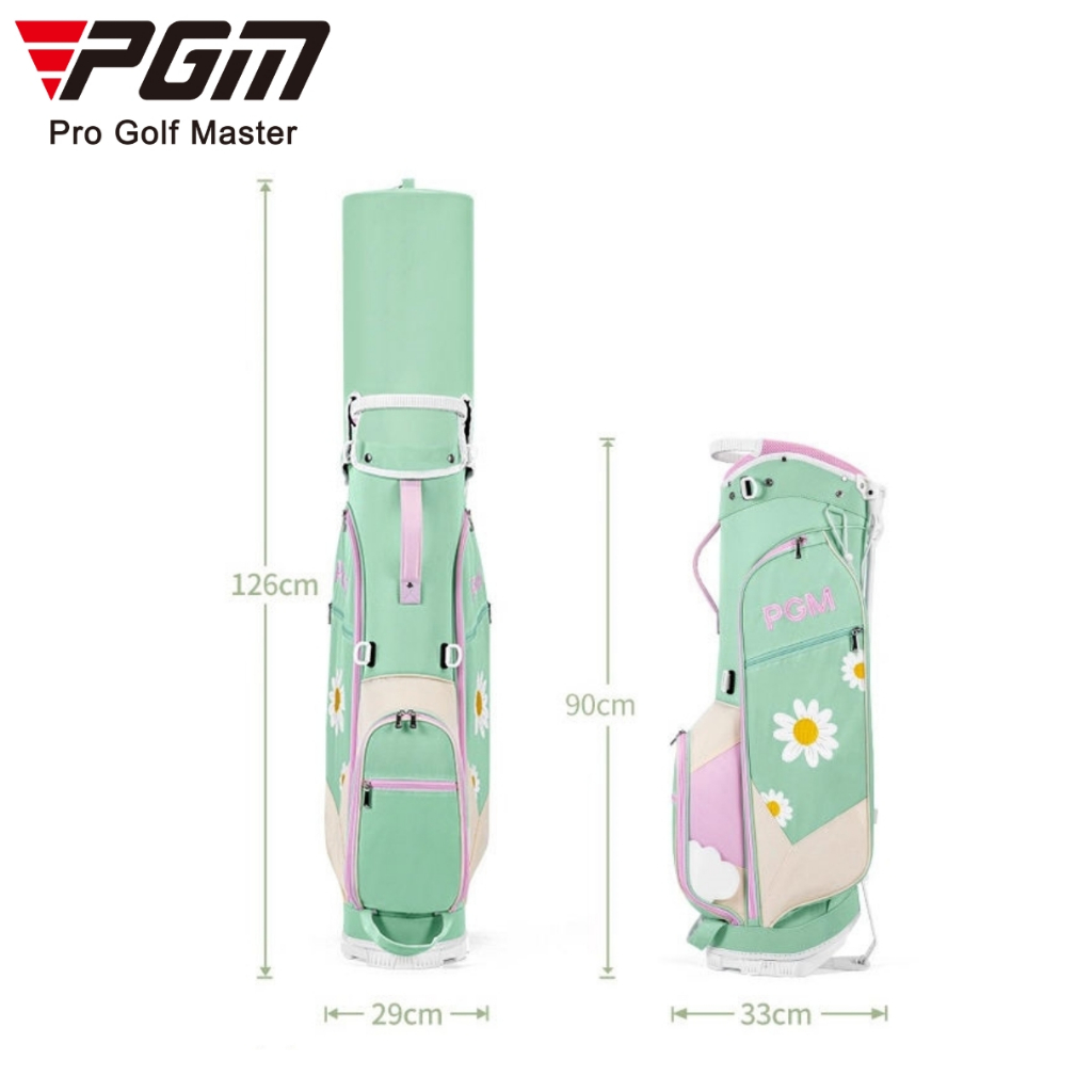 กระเป๋าใส่ไม้กอล์ฟ 5 ช่อง มีขาตั้ง สีเขียวลายดอกเดซี่ (QB188) PGM Golf Daisy Stand Bag ราคา ถูกที่สุด ดีลบีเคเค แกลเลอรีภาพที่ 9