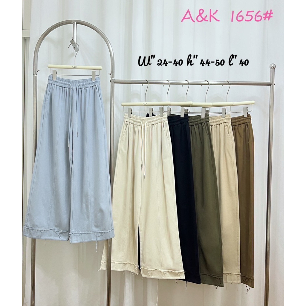 รหัส1656กางเกงขายาวทรงขากระบอกผ้าคอตตอนยีนส์ฟอกสีงานป้ายA&k