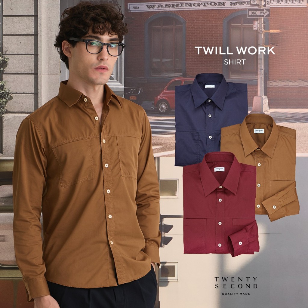 TWENTYSECOND เสื้อเชิ้ตแขนยาวผ้าทวิล รุ่น Twill Work Shirt