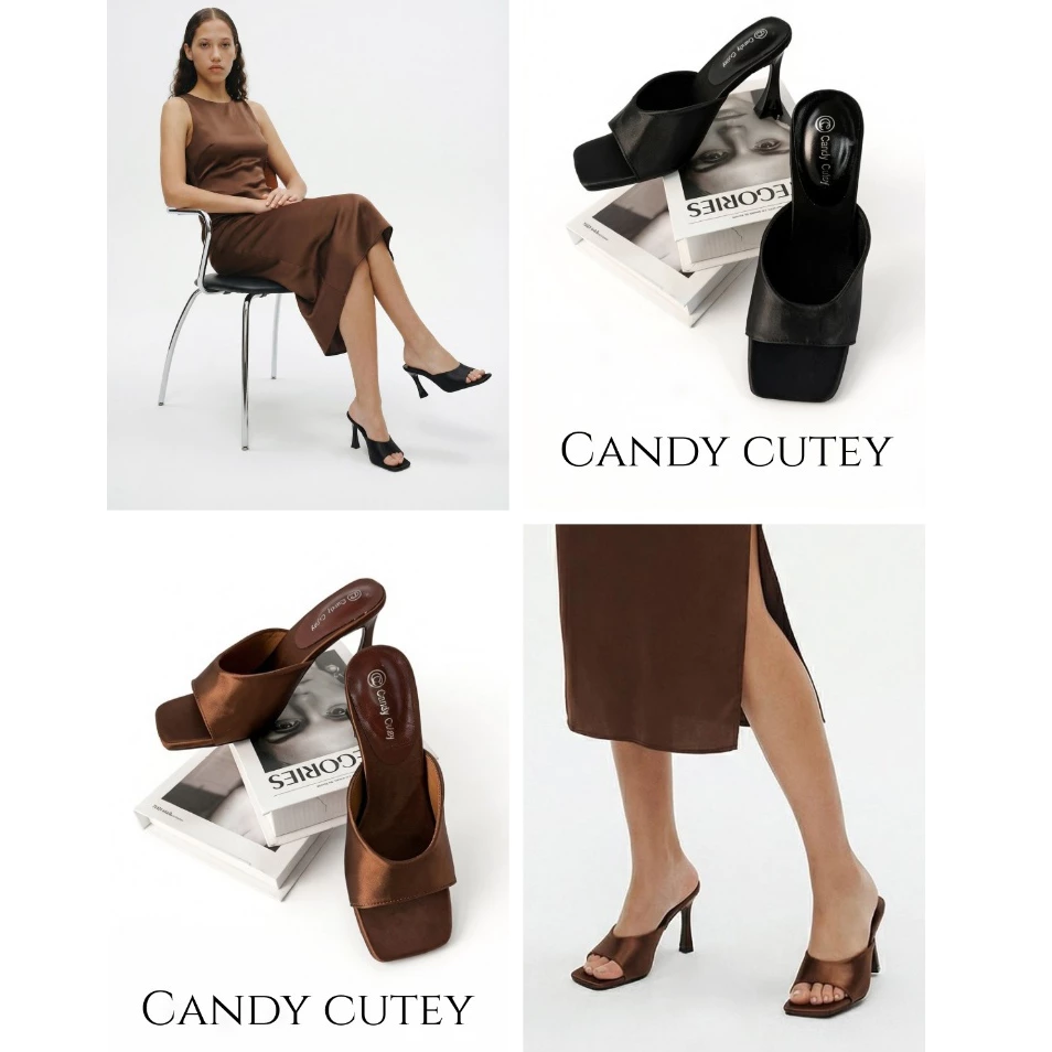 Candy Cutey รองเท้าส้นสูงหัวเหลี่ยม แบบสวม มาพร้อมดีไซน์หัวที่ให้ลุคทันสมัยและโฉบเฉี่ยว ด้วยส้นรองเท้าทรงเรียวแห