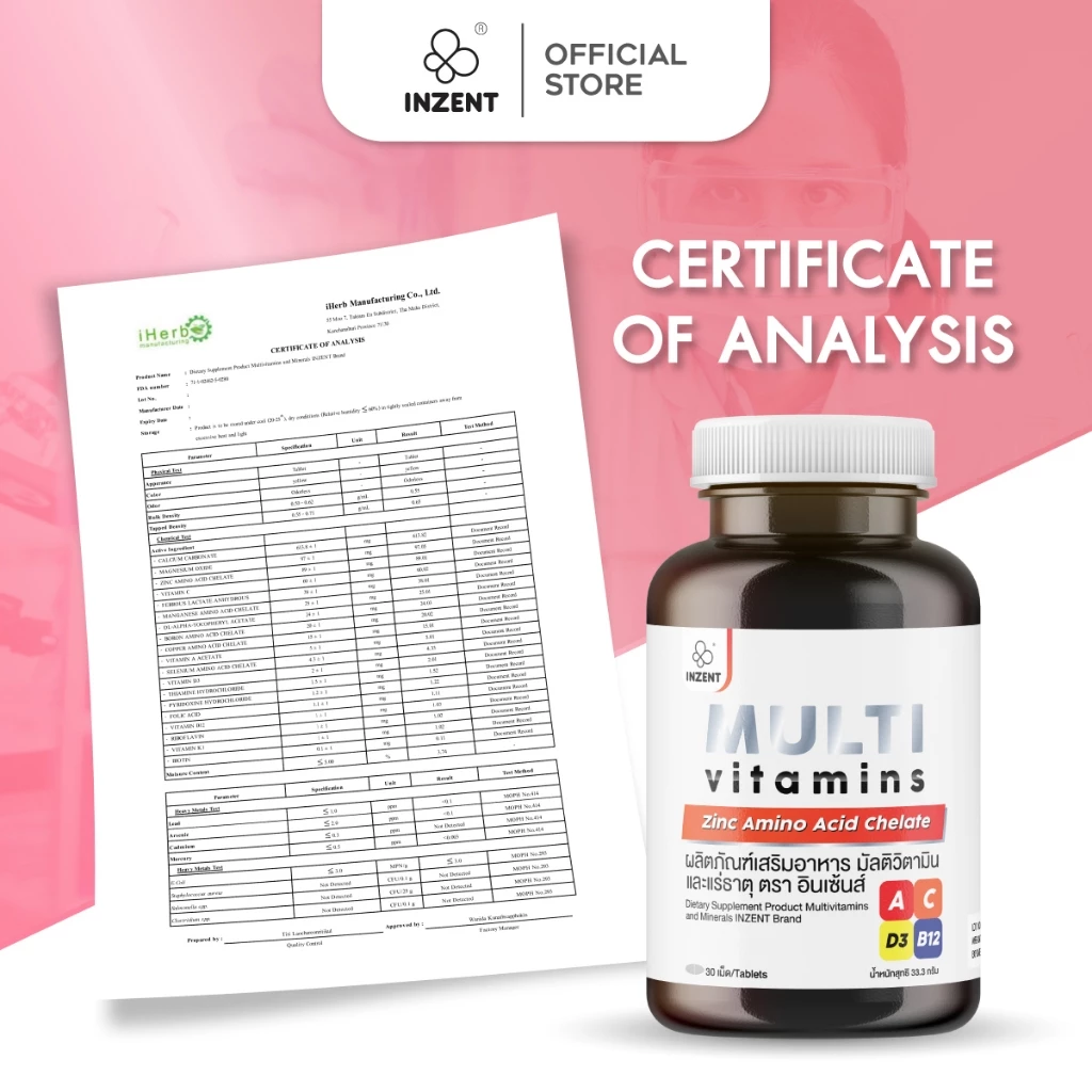 [Multi1+Zinc1]วิมัลติวิตามิน MultiVitamin Zinc ซิงค์ บำรุงร่างกาย สุขภาพ ดี แข็งแรง สิว เล็บ บำรุงผม ตราอินเซ้น [A17] thumbnail 8
