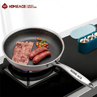 HOME ACE กระทะสแตนเลสรังผึ้ง ไม่ติด กันรอยขีดข่วน ใช้ได้ทุกเ…