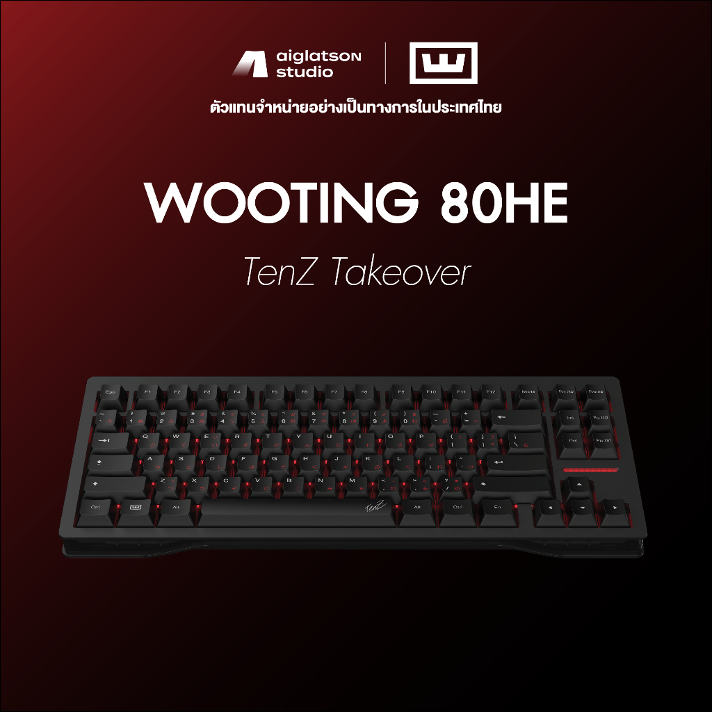 (ศูนย์ไทย/ส่งด่วน) คีย์บอร์ดเกมมิ่ง Wooting 80HE Wooting 80HE TenZ - คีย์บอร์ด Magnetic ไซส์ 80% สวิตช์ Lekker L60 V2