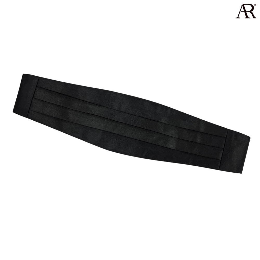 ANGELINO RUFOLO Cummerbund(ผ้าคาดเอวทักซิโด้) ผ้าไหมทออิตาลี่คุณภาพเยี่ยม Tuxedoผู้ชาย สีดำ