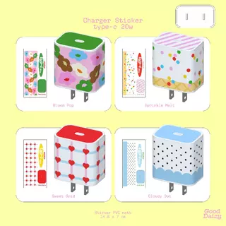 [3ชิ้น100]Charger sticker 2 สติกเกอร์ติดหัวชาร์จ | Good Daizy