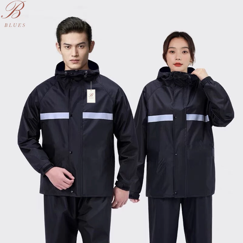 B BLUES ชุดกันฝน เสื้อ+กางเกง มีแถบสะท้อนแสง ฮู้ดติด thumbnail 7