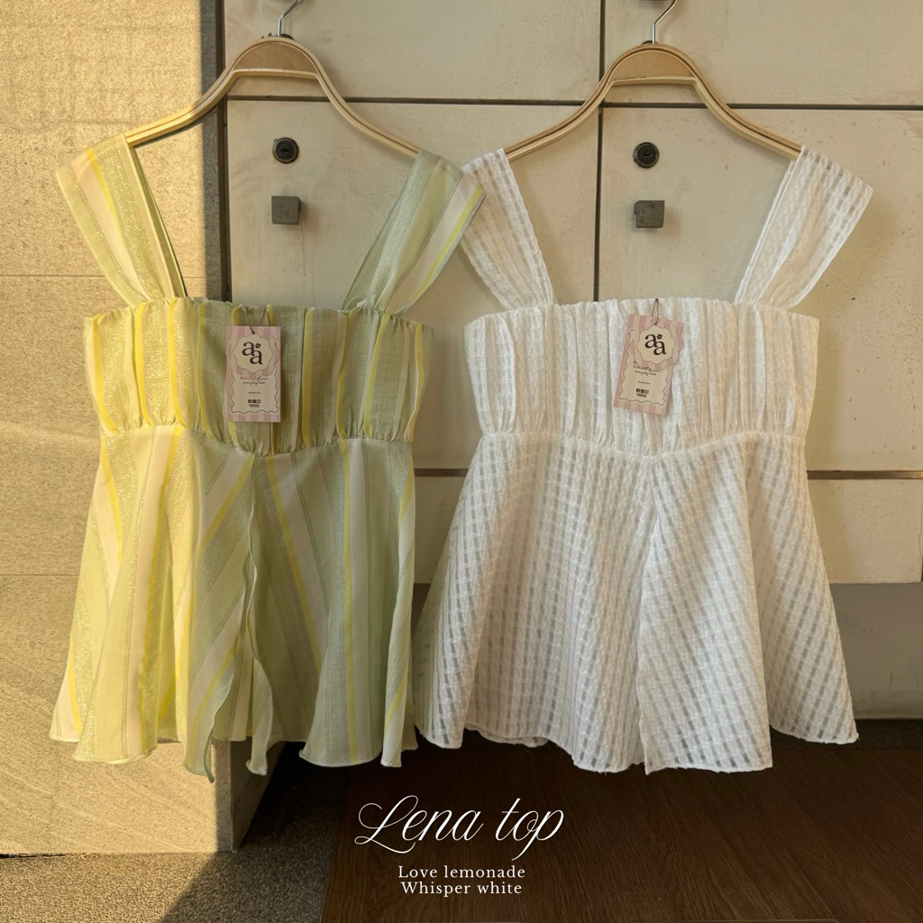 (aunaunn.official) Lena top — เสื้อสายเดี่ยว ผ่าหน้า จับย่นตรงช่วงอก น่ารักมากๆ