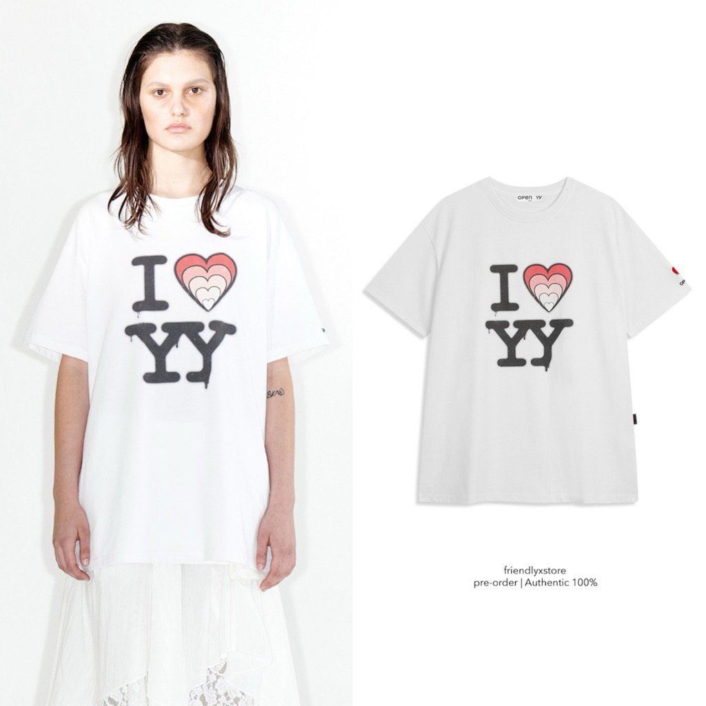 (pre-order) open-yy I LOVE YY BOX TEE, WHITE ของแท้