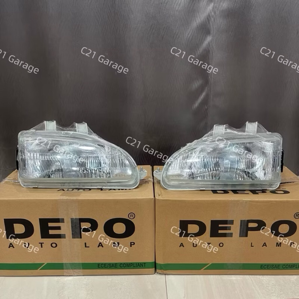 โคมไฟหน้า Depo 1คู่ Hond Civic Eg 3Door-4Door โคมแก้ว