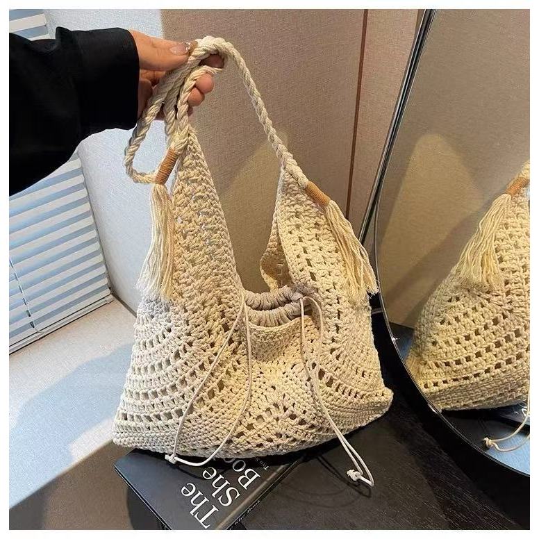 MOJOYกระเป๋าโท้ท commuter tote กระเป๋าสะพายไหล่ถุงฟางกระเป๋าผ้าเฉพาะ