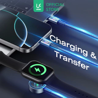 USAMS สายชาร์จ 4in1 PD72W Fast Charge + ชาร์จนาฬิกา | USB-C / iP | ไฟ LED RGB สายถักทนทาน รุ่น SJ754