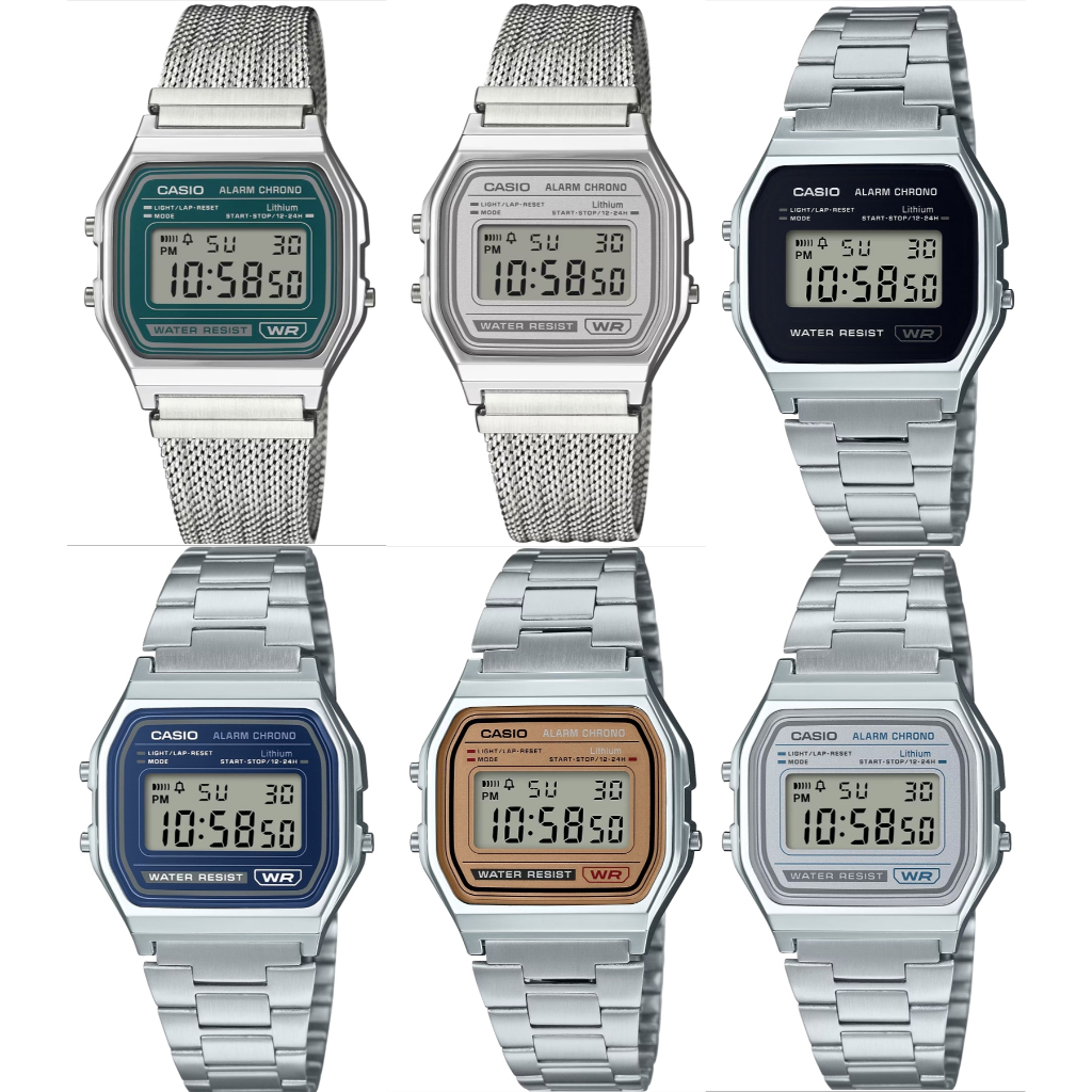 นาฬิกา  Casio   A158  A158WEM  33 มม  A158WEA สายถัก แท้ประกันศูนย์ cmg 1 ปี กล่องคลีม