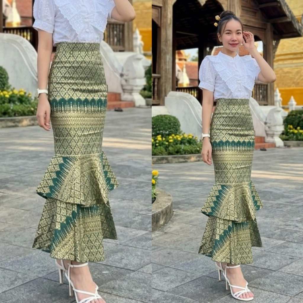 ผ้าถุงสำเร็จรูป หางปลา2ชั้น รูปที่ 5